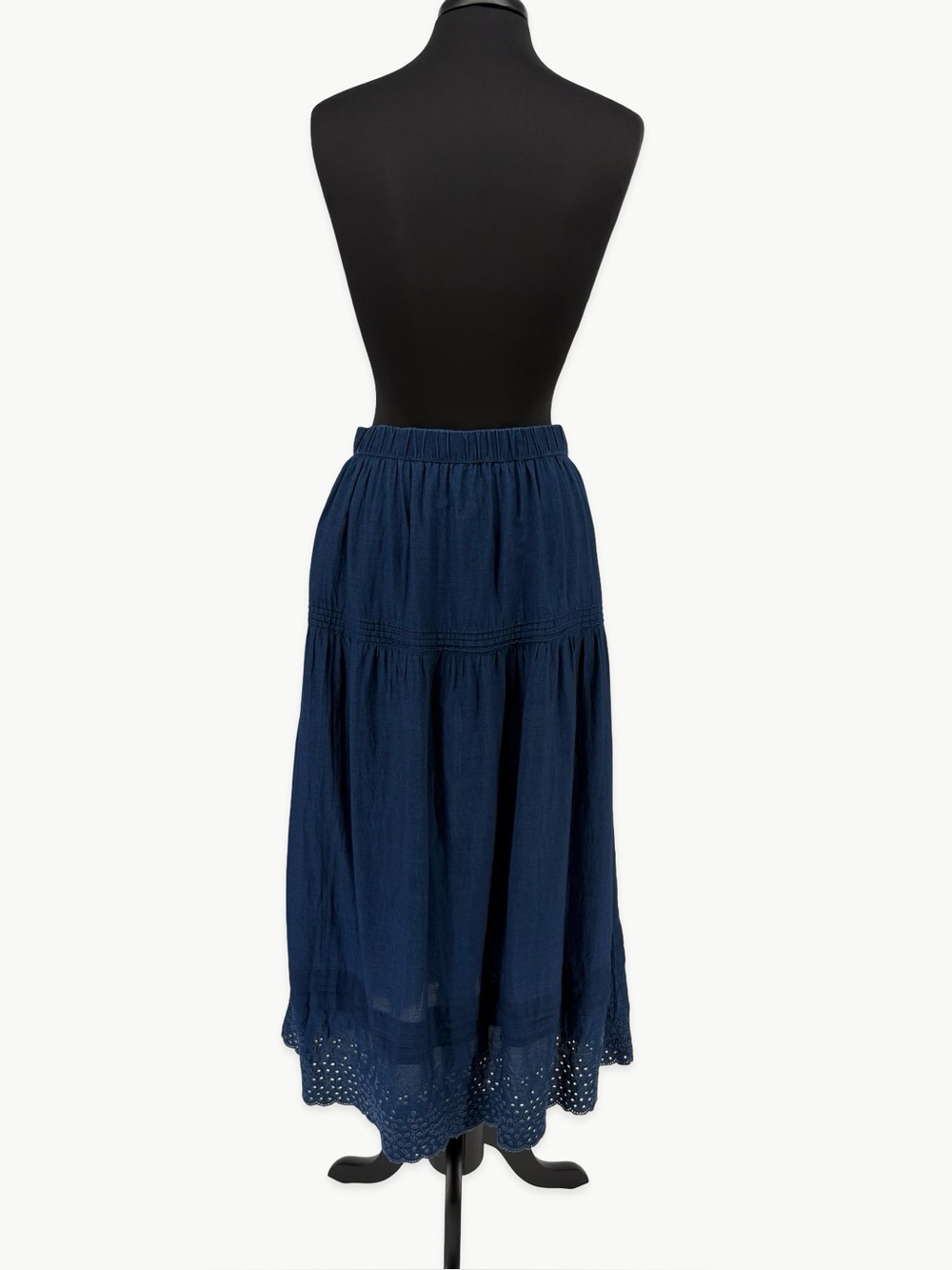 Gap × DÔEN Eyelet Midi Skirt Size Medium Indigo Blue Cotton A-Line Cottagecore - Picture 4 of 14